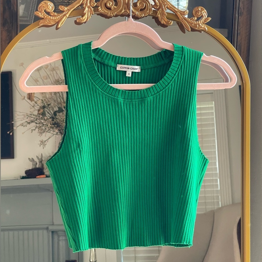 NWOT Cotton Citizen Ibiza Kelly Green Ribbed Crop Top